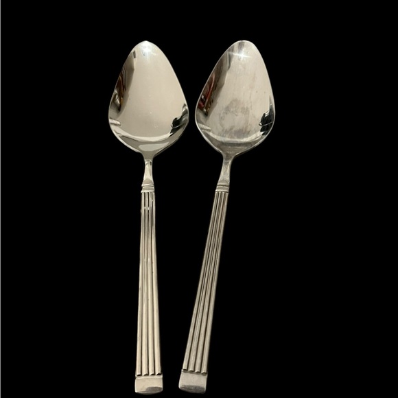 Vintage Estia Gourmet Lot of 2 Serving Spoons Stainless Korea - Picture 2 of 7